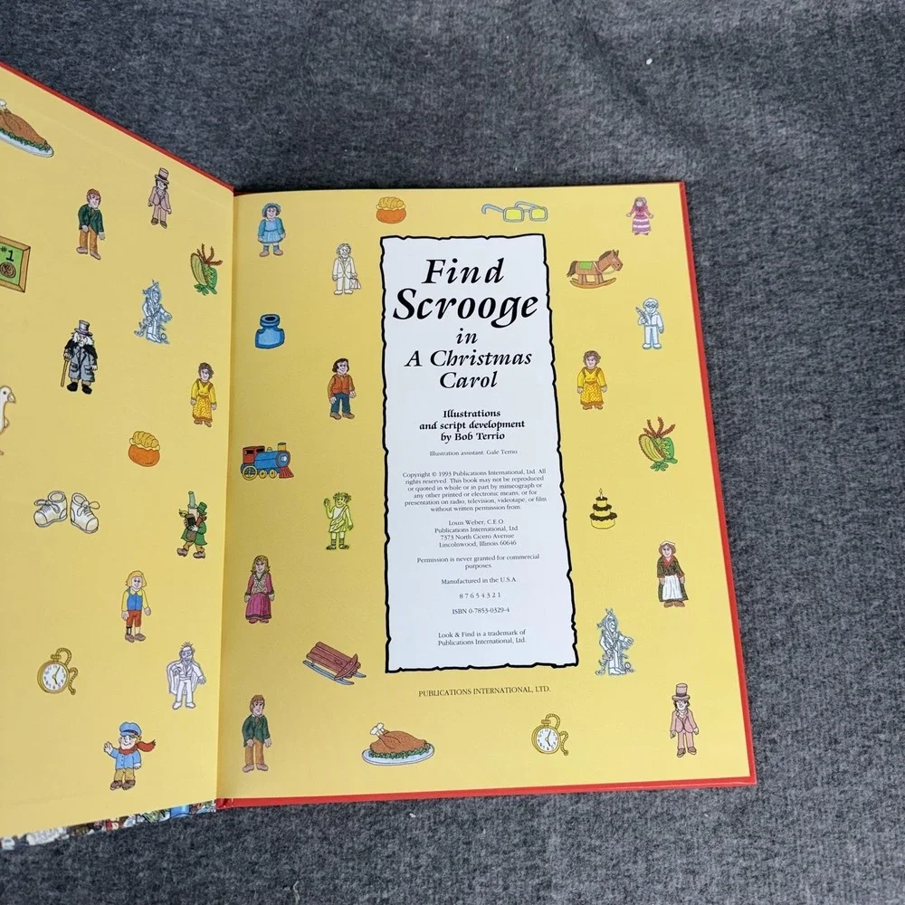Find Scrooge In A Christmas Carol Bob Terrio Look & Find Red HC Kids USA 1993